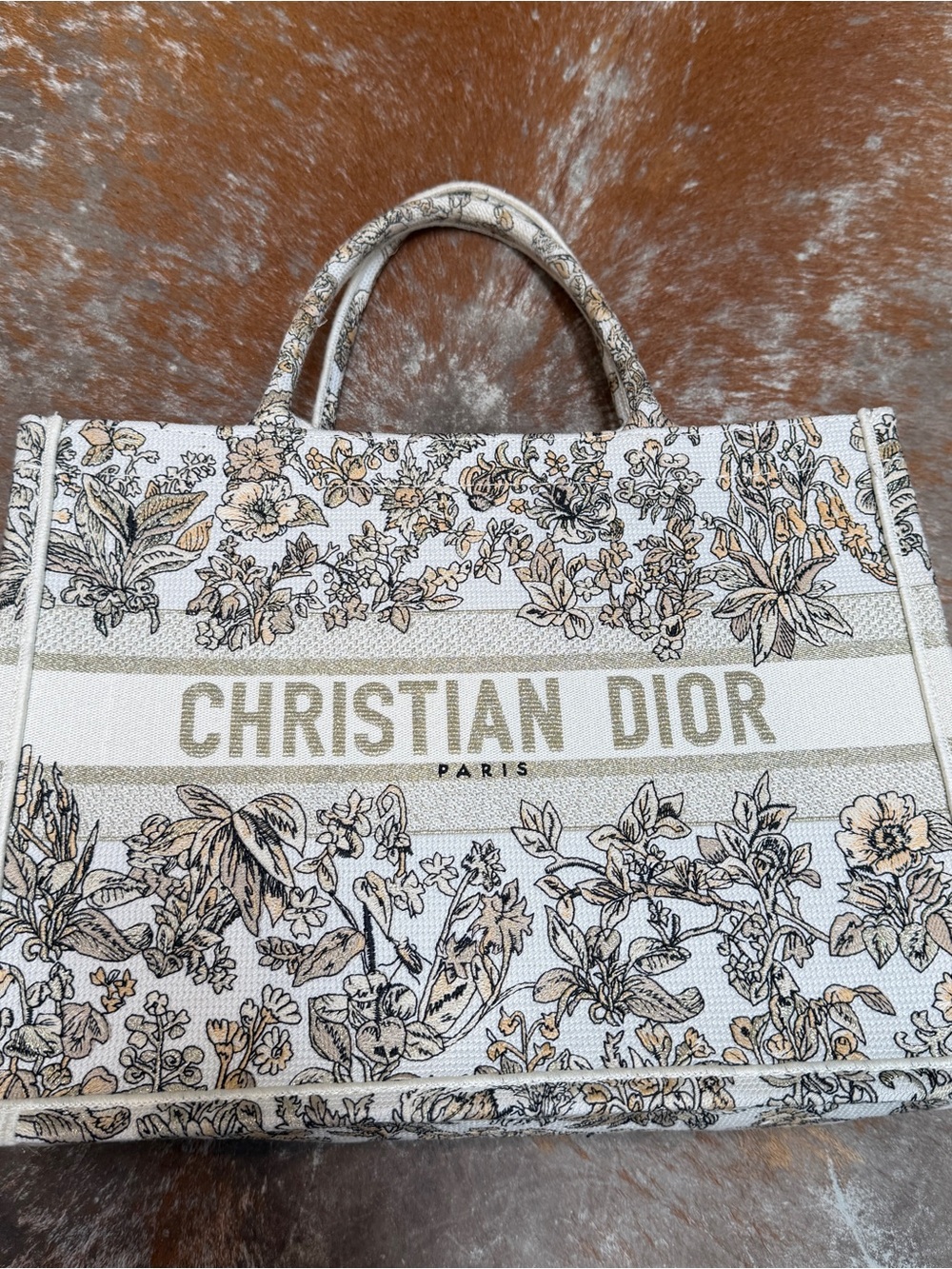 Cream and Black Floral Book Tote